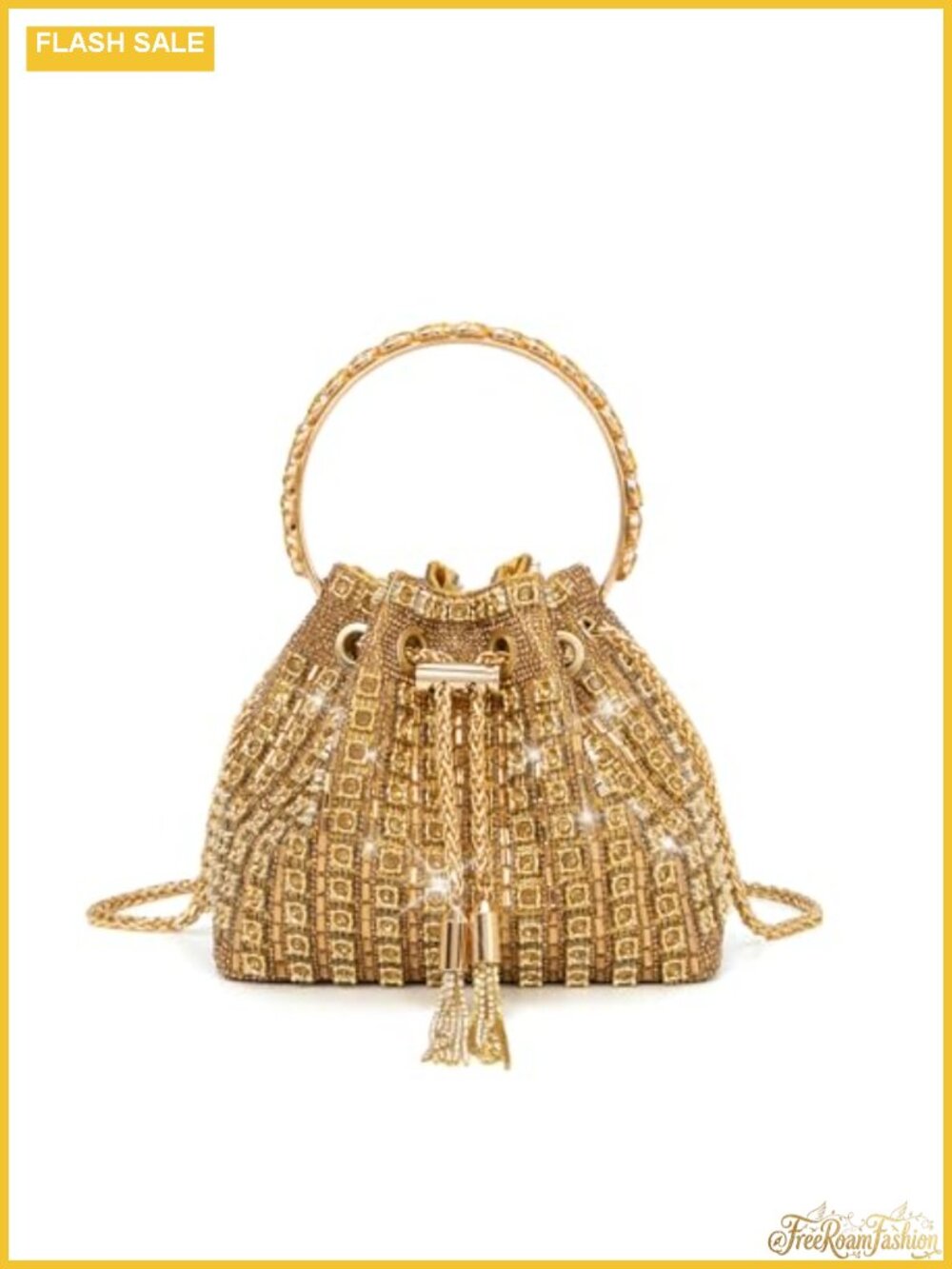 Rhinestone Evening Clutch Purse with Detachable Chain